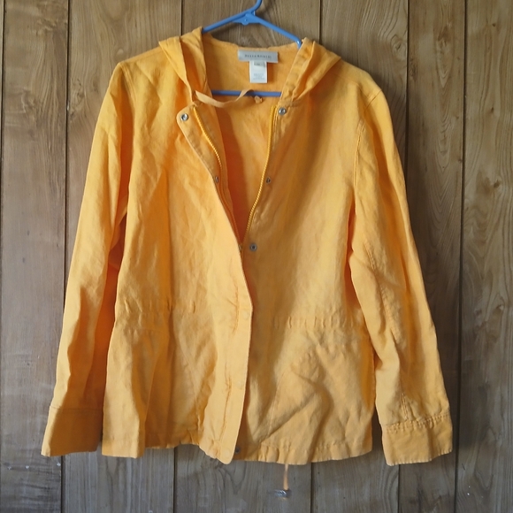 100% Linen Jacket Susan Bristol Button Up Orange Womens size Medium - Picture 2 of 9